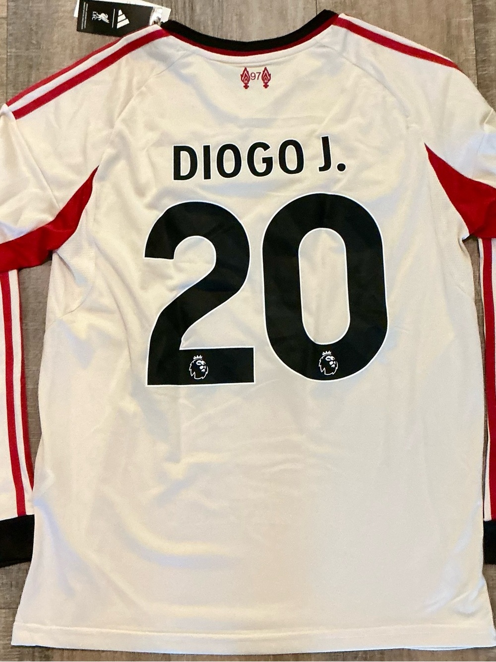 Diogo Jota #20 White and Red Liverpool FC Soccer Jersey